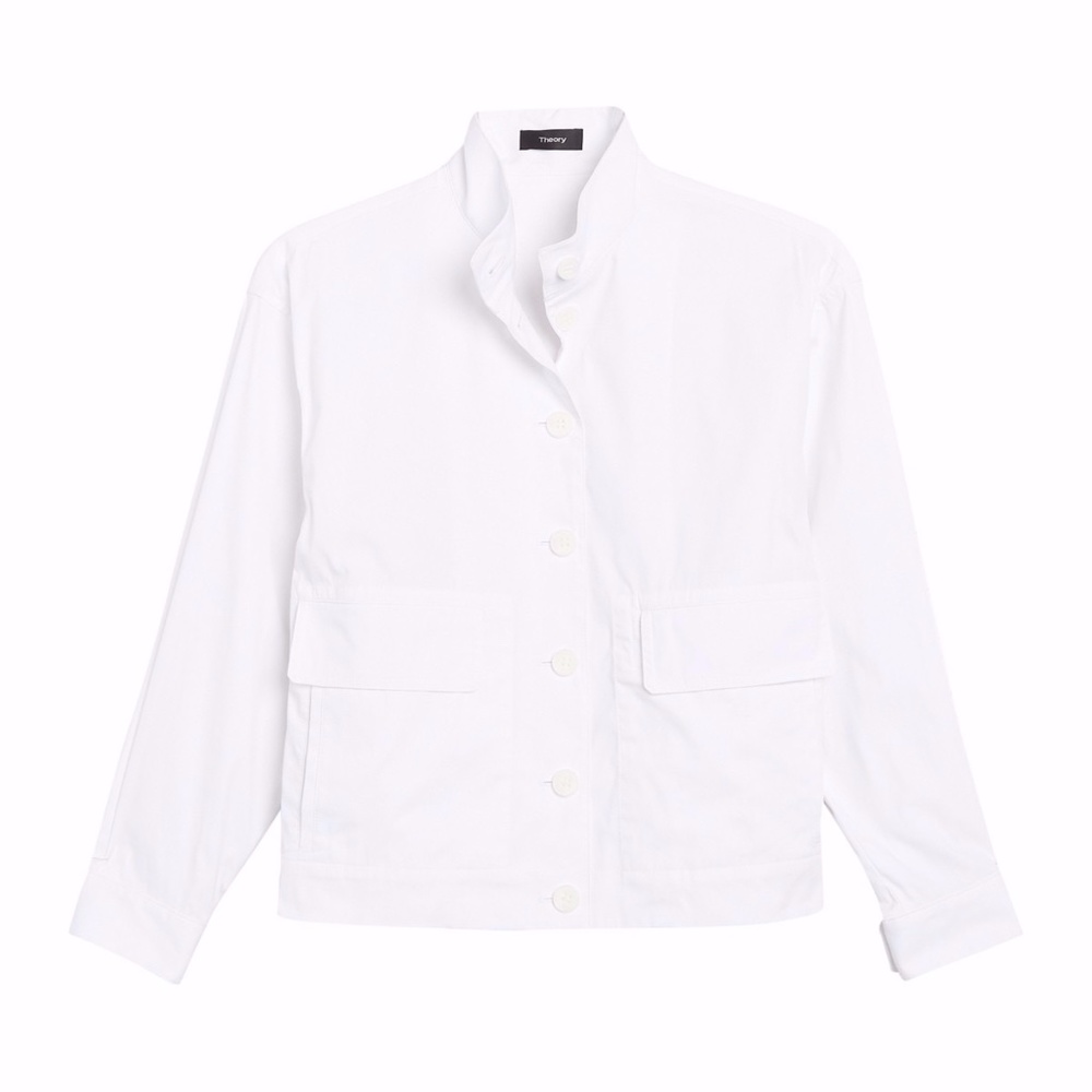NWT $375 Theory Blouson Utility Bomber Jacket in White - size P / XS!